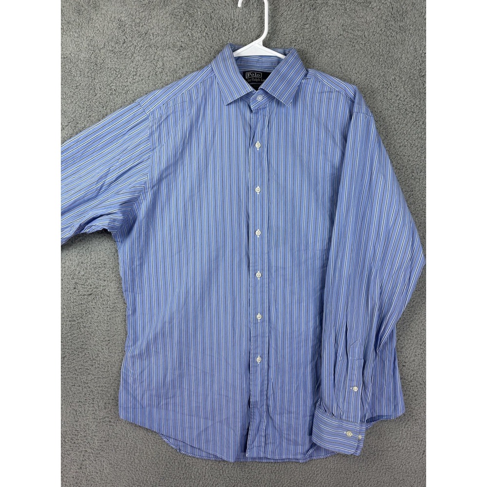 Polo Ralph Lauren Shirt Mens Large Striped Regent Classic Fit Dress Button Up